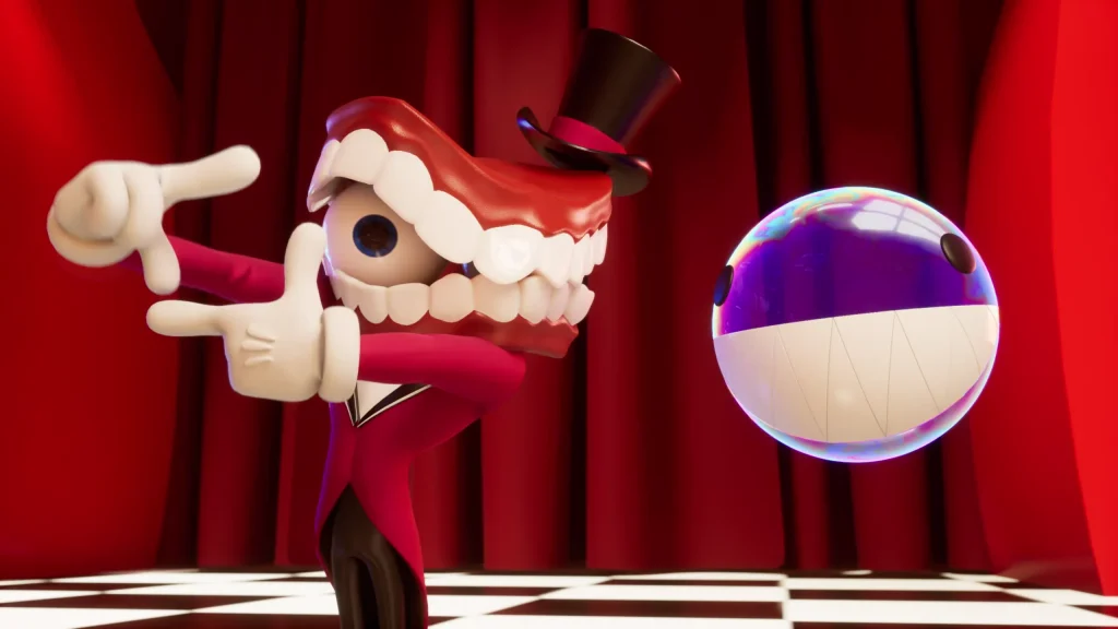 Bubble парит рядом с Caine в его офисе в Digital Circus